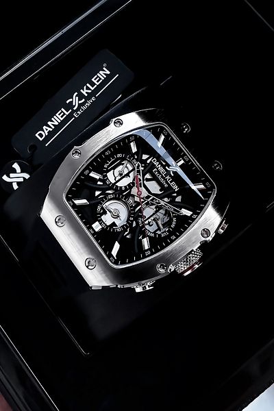 Daniel Klein Exclusive Rectangle Men Wristwatch Waterproof Black Color Silicone Cord Gift Wristband Dke2138C3
