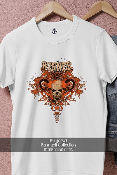 Bahriyeli Collection Μπλουζάκι Unisex με σχέδιο oversized Skull Winner