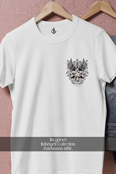 Bahriyeli Collection oversized Μπλουζάκι Unisex με σχέδιο σπαθιών και κρανίων σε τσέπη