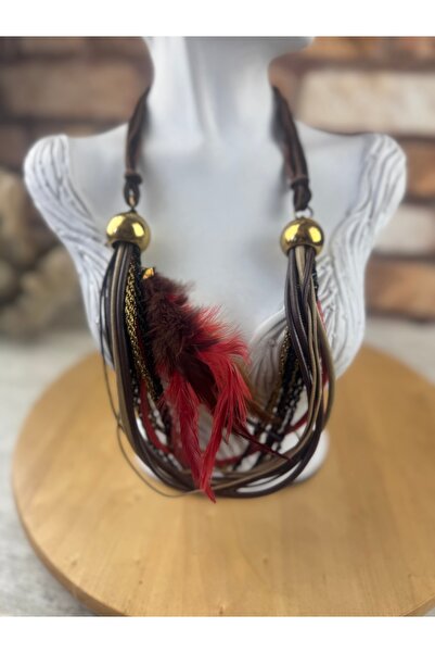 SEDEF TAKI Gold halkalı tüylü kolye