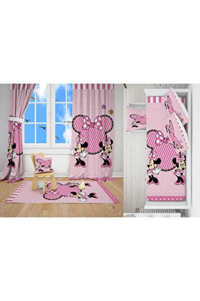 LovisaHome Pembe Minnie Mouse Desenli Dijital Baskı Çocuk ve Genç Odası Takımı