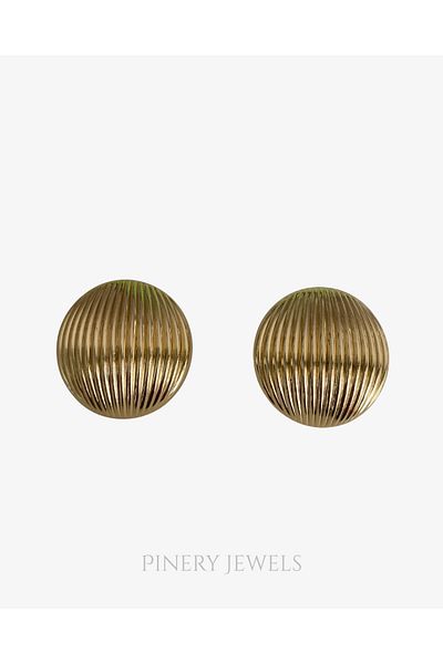 Pinery Jewels Ultra Light Midi Size Round Serrated Women's Earrings Pair