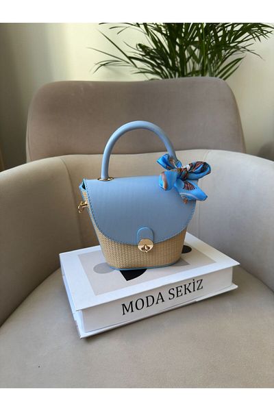 Moda Sekiz Geantă de mână și de umăr pentru femei, cu detaliu de paie