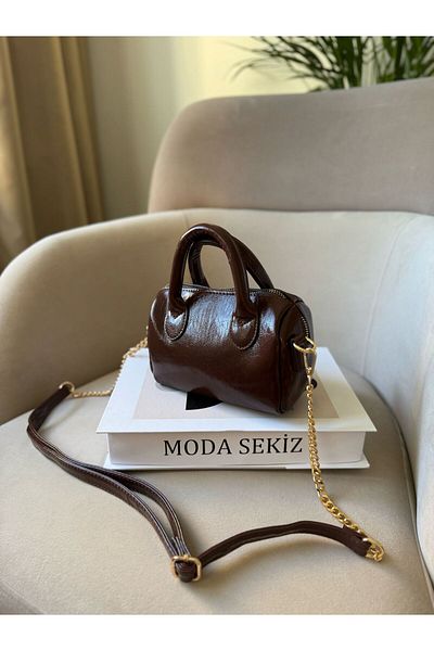 Moda Sekiz Women's Patent Leather Mini Cross Strap Hand and Shoulder Bag