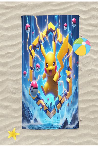 Erays Home Pokemon Pikachu Digital Printed Beach Towel Sea Towel Summer Towel