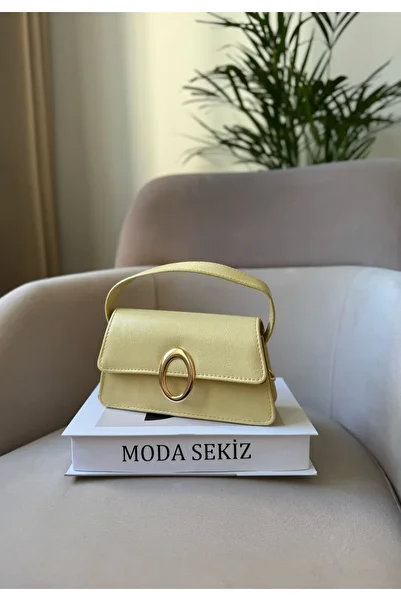 Moda Sekiz Γυναικεία χρυσή τσάντα χιαστί με λουράκι χεριού και ώμου