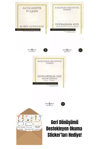 TÜRKİYE İŞ BANKASI KÜLTÜR YAYINLARI Aleksandr Sergeyeviç Puşkin 3 Kitap Seti ...