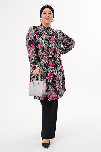 Polologin Butik Pink Paisley Patterned Tunic