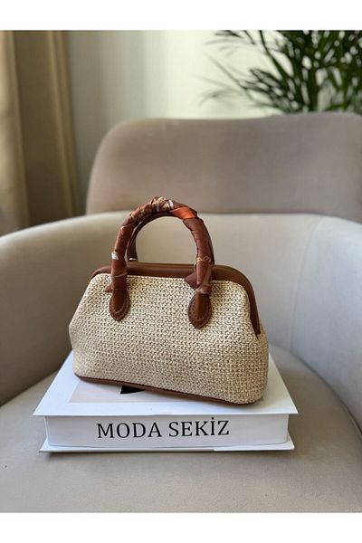 Moda Sekiz Дамски сламен шал с голям вътрешен обем и чанта през рамо