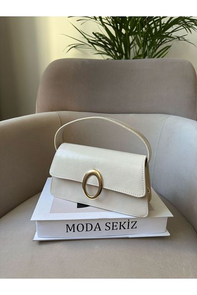 Moda Sekiz Γυναικεία χρυσή τσάντα χιαστί με λουράκι χεριού και ώμου