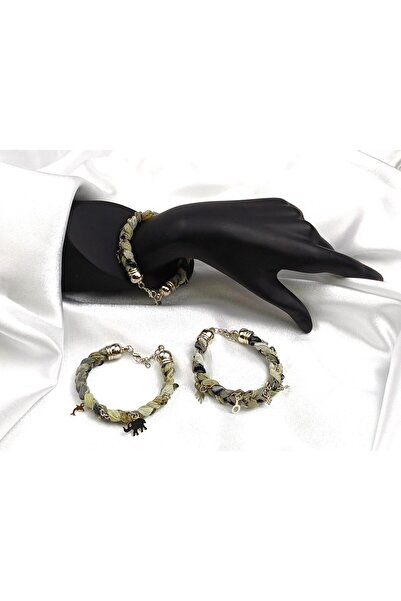 SYAZE Şifon Kumaş Örme Zincir Detaylı Yeşil Bileklik