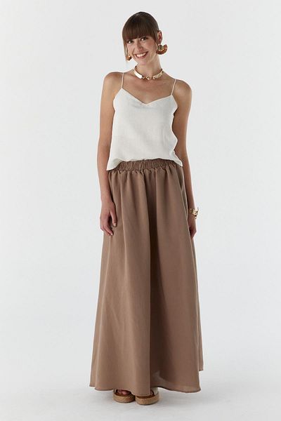 Shopping Shop Modal Fabric Skirt with Pockets Beige