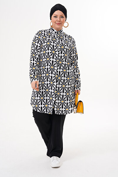 Polologin Butik Чорно-біла туніка з геометричним візерунком