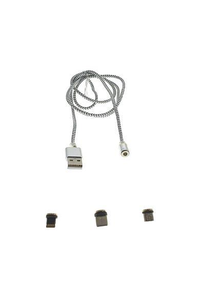 OEM 3in1 magnetic cable, USB Type C, microUSB and lightning, with LED, length 100 cm