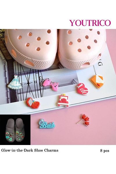 Youtrico 8pcs Glow-in-the-Dark Wedding Glow Jibbitz Charms for Crocs - Slipper Ornament
