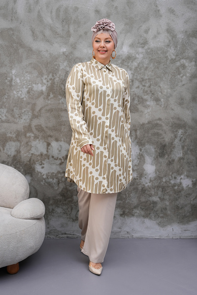 Polologin Butik Green Patterned Long Tunic