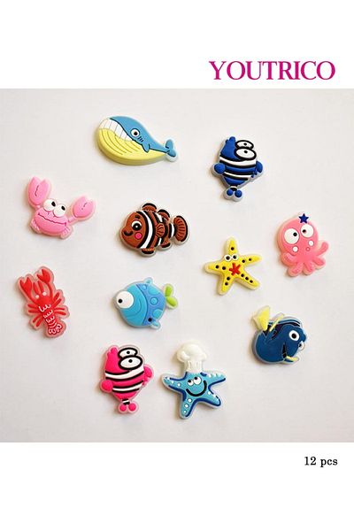 Youtrico 12pcs Glow-in-the-Dark Ocean Jibbitz Charms for Crocs - Slipper Ornament