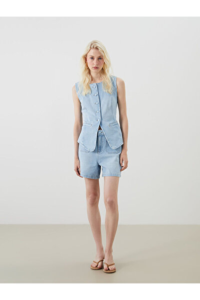 LC Waikiki New Season Crew Neck Women's Jean Vest - S5Fk19Z8