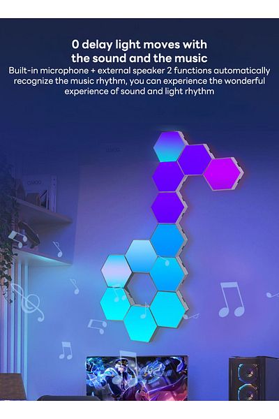 sharpdo RGB Hexagonal Atmosphere Quantum Light Background Light, DIY Free Splicing Light