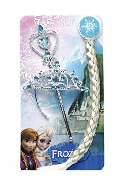 rexa مجموعة إكسسوارات شعر الأميرة فروزن مع تاج جميل وضفيرة وعصا