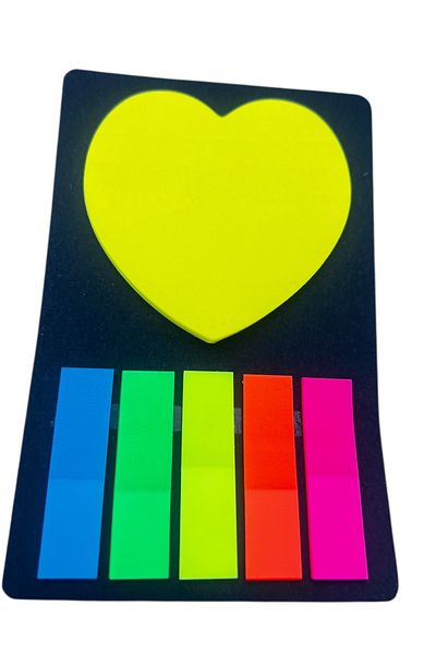 Yenigeldi Posit Neon Heart & Colorful Stripe Sticky Note Set