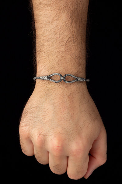 OTTOTESBİH Sertifikalı Oksitli Gümüş Kazaziye Örgü Bileklik 7.2Gr