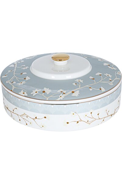 Generic علبة حلويات بورسلين من سيف جاليري مع غطاء، 25×25×6 سم، دائرية، بنقشة ...