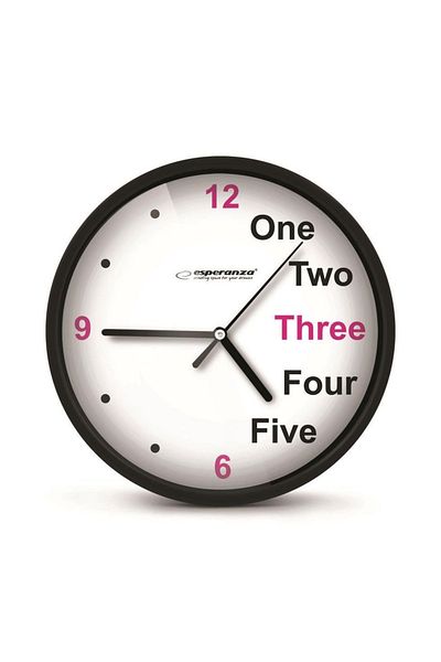 ESPERANZA Esperanza Wall Clock, Quartz Mechanism, Diameter 20 cm, Black