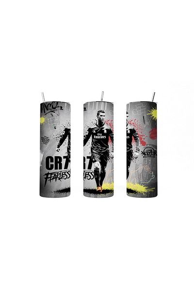 MECKSA Ronaldo CR 7 Design Tumbler Straight Skinny Tumbler double Wall Insulated Tumbler with Straw 20 OZ