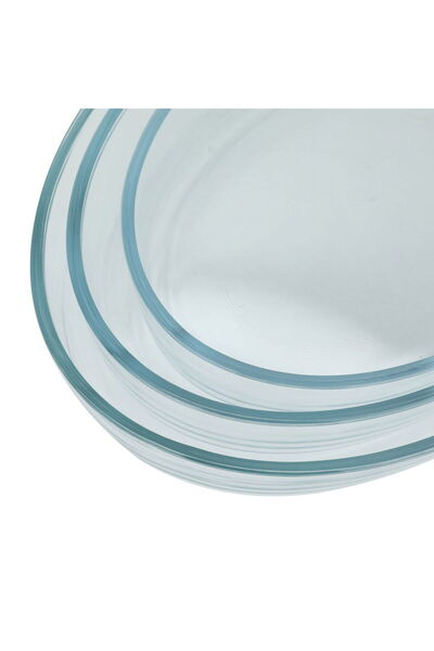 Alsaif Gallery Pyrex Glass Tray Set Al Saif Gallery, 2.4/3.2/4.0 cm, Oval, 3 Pieces - Transparent