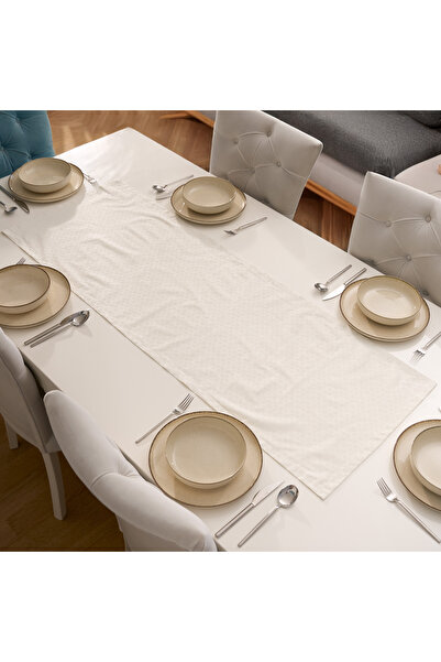 kesenegore Runner decorativ din bumbac cu model de zăpadă alb, cu design spec...