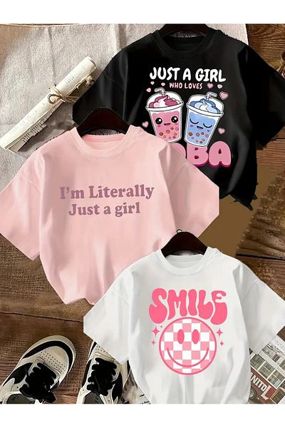 Touz Moda Μπλουζάκι 3 τεμαχίων Cute Kids Design Unisex Oversize