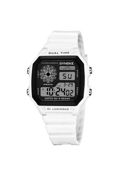REDz Accessories Electronic Watch for Sports Activities, Digital, Water Resistant, Flexible Strap, White