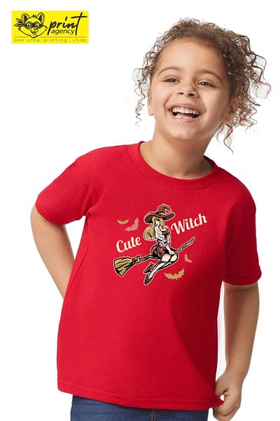Funny Gift Cute Witch Girls Short Sleeve T-Shirt