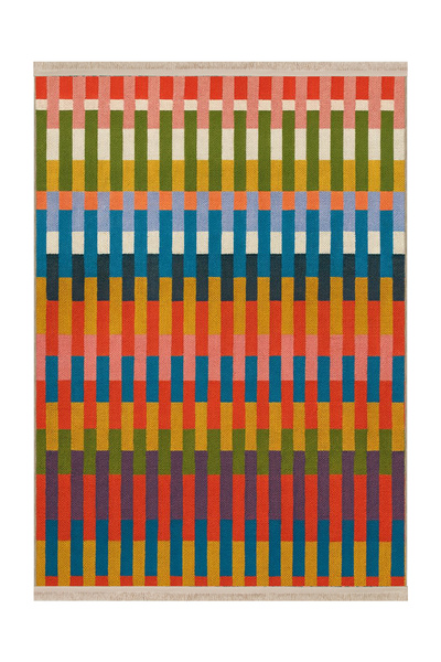 Rugs Modern Halı سجادة موسو متعددة الألوان ذات نمط هندسي منسوج وقاعدة حديثة ل...