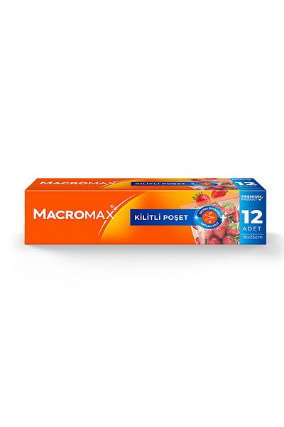 MACROMAX Ziplock Ziplock Bag 12 Pieces (20X25 cm), Open and Close Practical Storage Bag Multiple Times