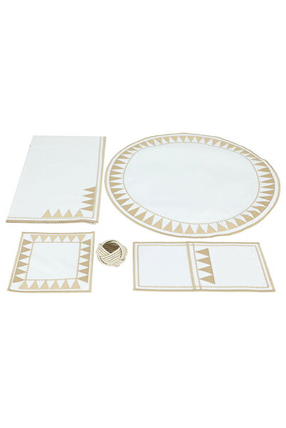 Generic Al Saif Gallery Fiber Dining Table Cover Set, 5 Pieces - Beige