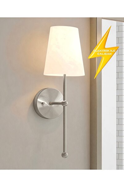 Buiva Modern Duvar Aplik Abajur Metal Gövde Ekru Abajur E-27 Duy 1. Sınıf Duvar Aplik