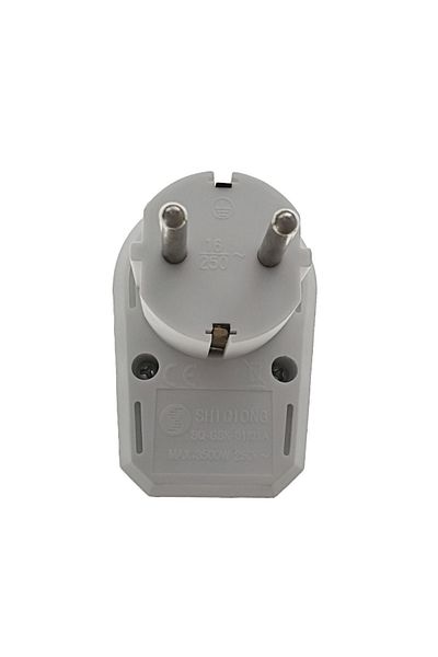 OEM Schuko socket adapter, 1x16A, maximum 3500W, 250V, with switch, white, 50909