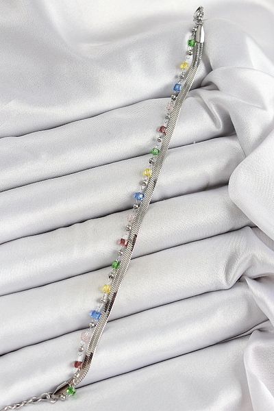 shopwave 316L Steel Silver Color Mixed Color Crystal Stone Women's Bracelet