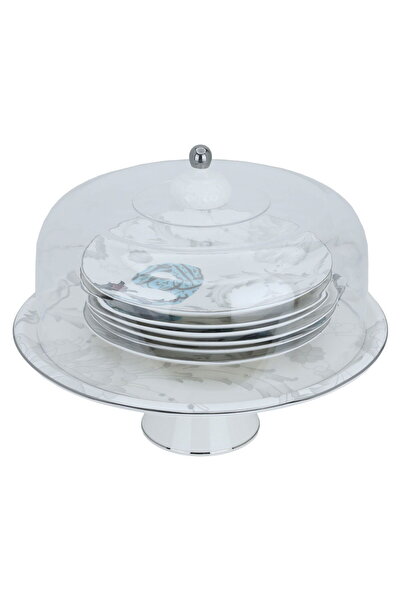 Generic Al Saif Gallery porcelain cake stand set, 8 pieces - white
