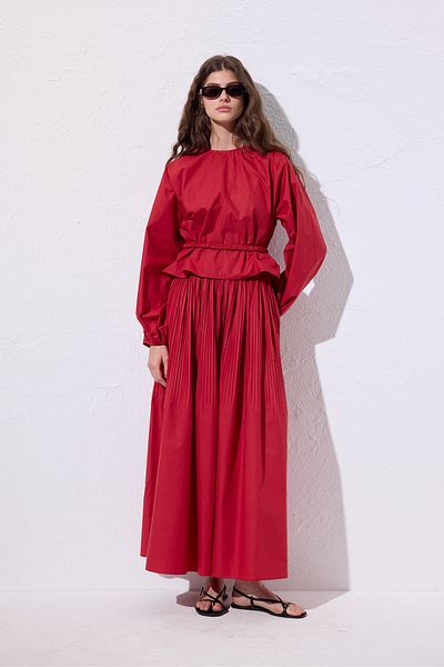 Manuka Pilified Wide Skirt Red