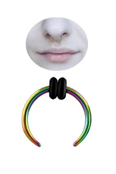 Cadının Dükkanı Çelik Yarım Halka Gökkuşağı Septum-Kulak-Helix-Kıkırdak Piercing