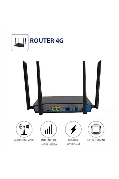 GLIMATECH Router wireless 4G LTE, SIM CARD SLOT, 300Mbps, 4 Antennas