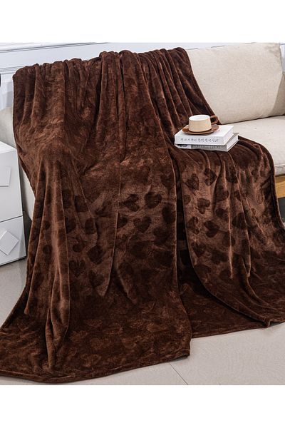 CHIRASO Cocolino CHIRASO Blanket 200x230, Heart Pattern, Soft, Colorful, for Double Bed, brown
