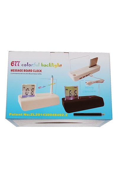OEM Digital clock [XD-688-DC] with black message panel (19x18.5x6.5 cm)