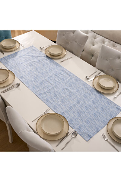 kesenegore Runner dreptunghiular cu model decorativ din bumbac cu design special, albastru gheață, 50X150