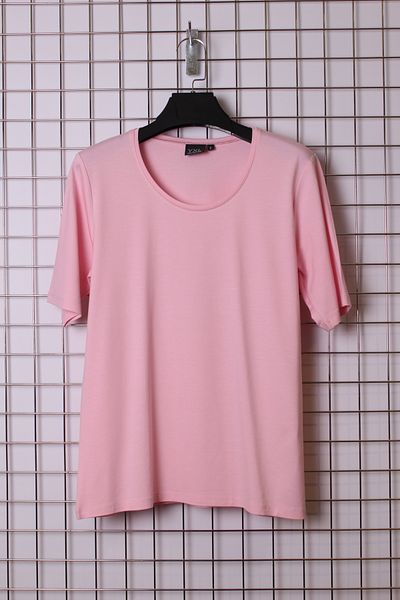 YXL COLLECTION Women's Plus Size 2 Pack Pink-Blue Viscose Lycra Basic T-Shirt Combed Cotton Blouse