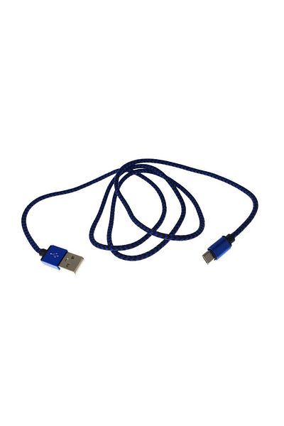 OEM USB 2.0 to microUSB cable, textile sheath, 120cm, blue with black