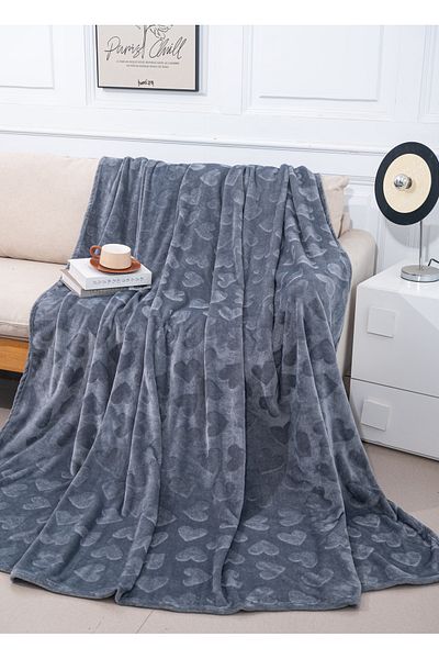 CHIRASO Cocolino CHIRASO Blanket 200x230, Heart Pattern, Soft, Colorful, for Double Bed, gray